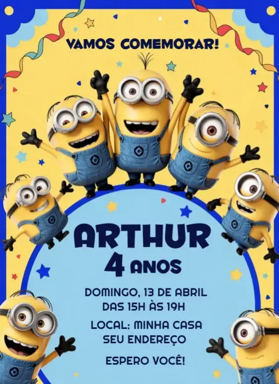 Invite Minions Digital Invitation editable and customizable
