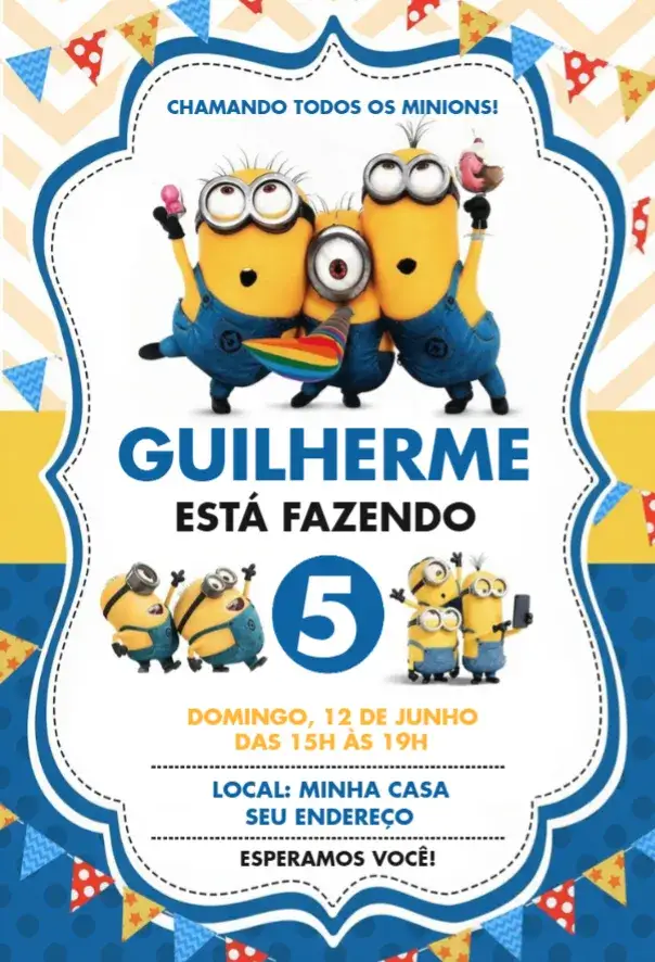Invitación Invitación Minions Virtual – tema Cumpleaños colorido, divertido, infantil, moderno, temático