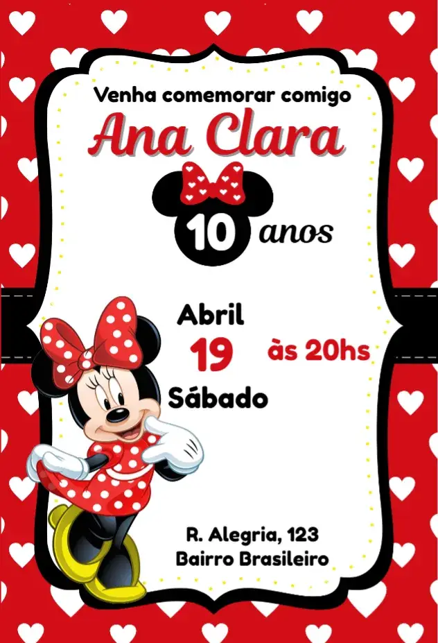 Minnie Hearts Invitation