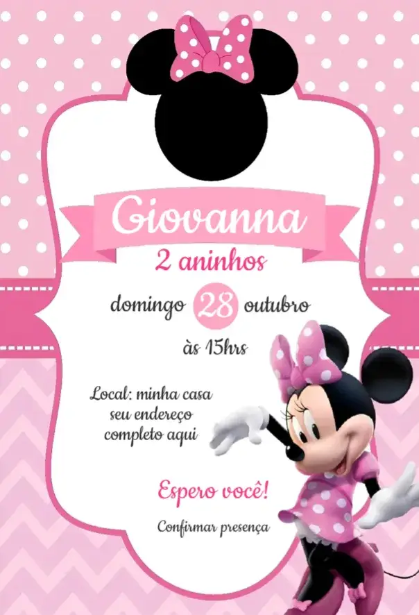 Invite Digital Minnie Invitation editable and customizable
