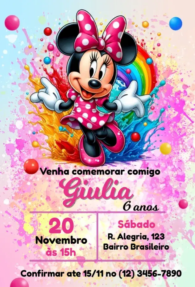 Minnie Color Explosion Invitation