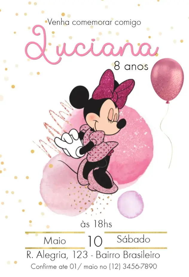 Minnie Glitter Invitation