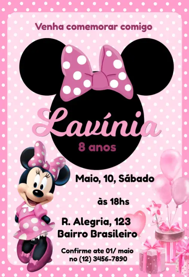 Invitation Minnie Bow Invitation – Kids' Birthday Party theme pink, fun, Disney, childlike, colorful, playful