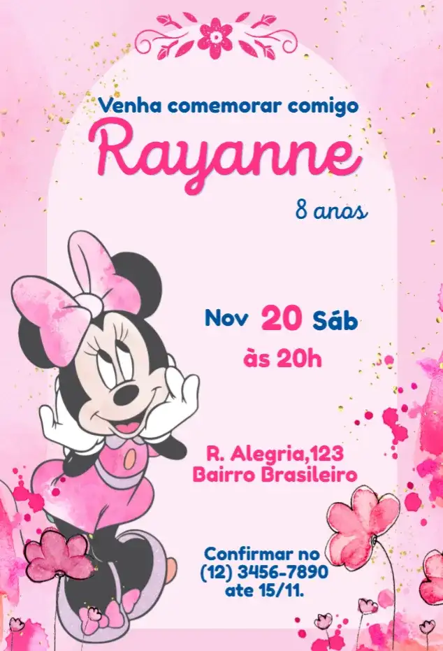 Minnie Pink Watercolor Invitation