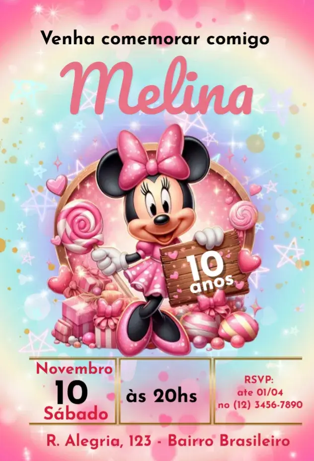 Minnie Lollipop Invitation