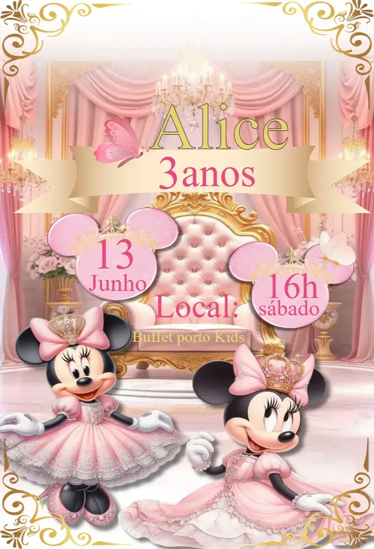 Convite Minnie Rosa