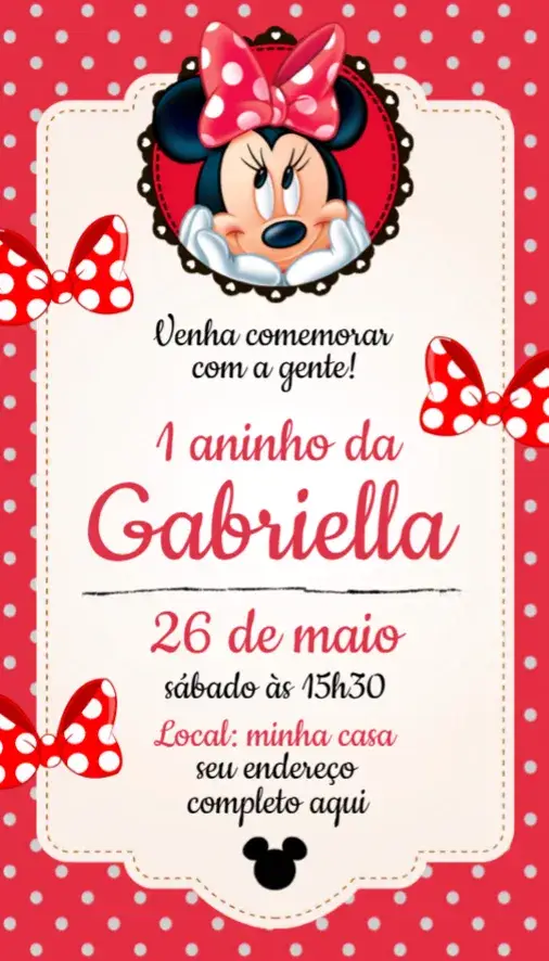 Convite Minnie Vermelha