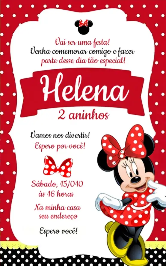 Convite Minnie Vermelha