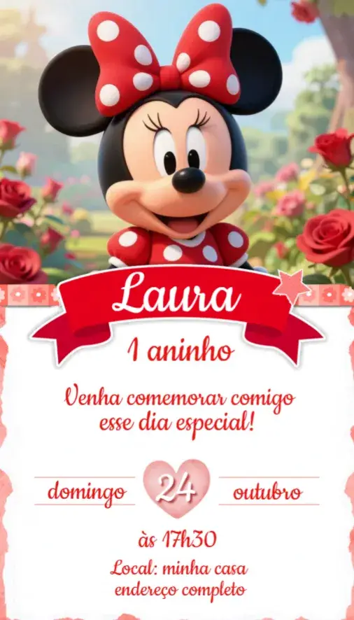 Convite Minnie Vermelha