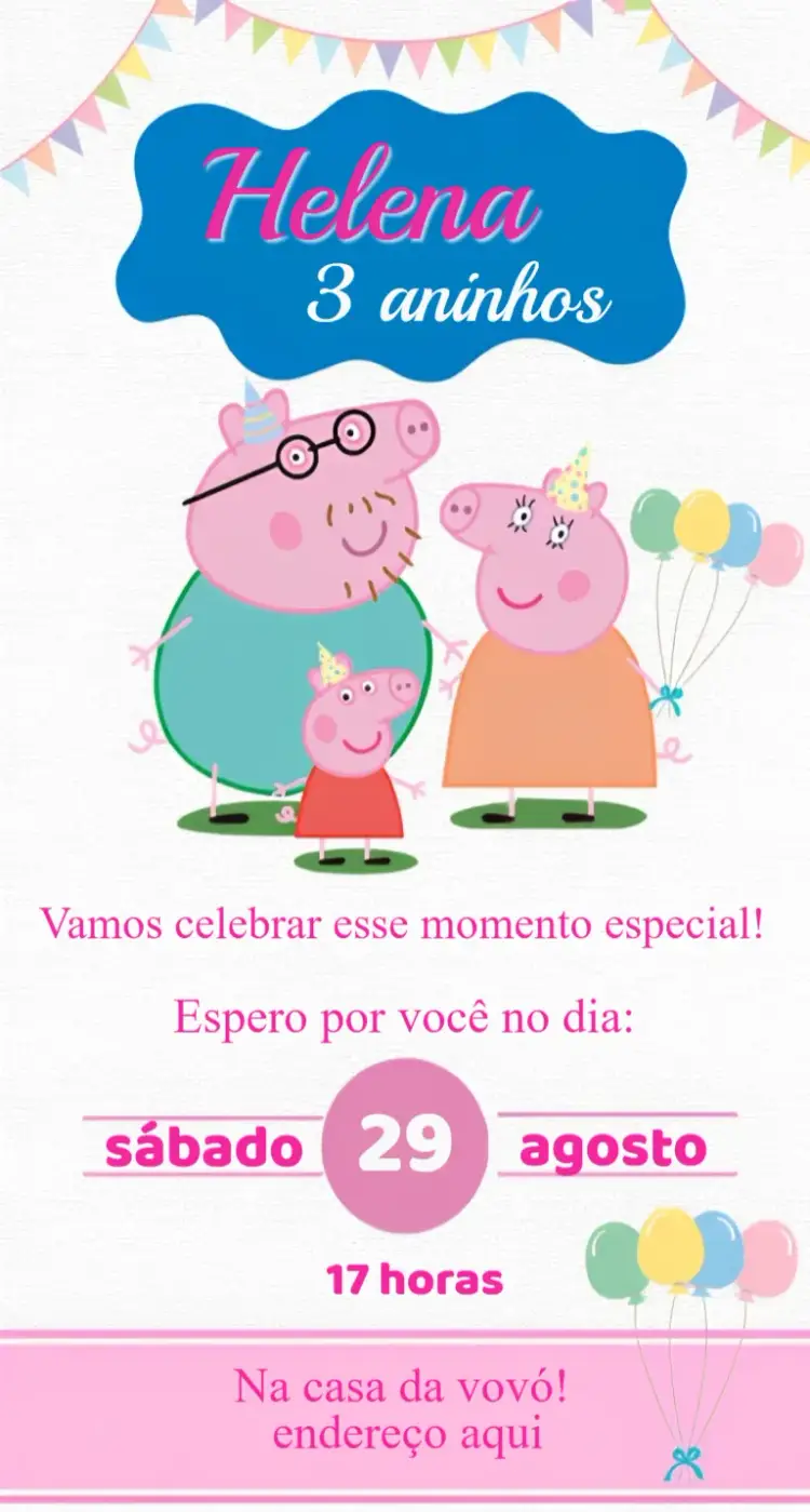 Convite Peppa Pig Digital