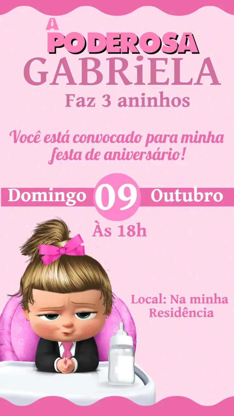 Convite Convite Poderosa Chefinha editável e personalizável