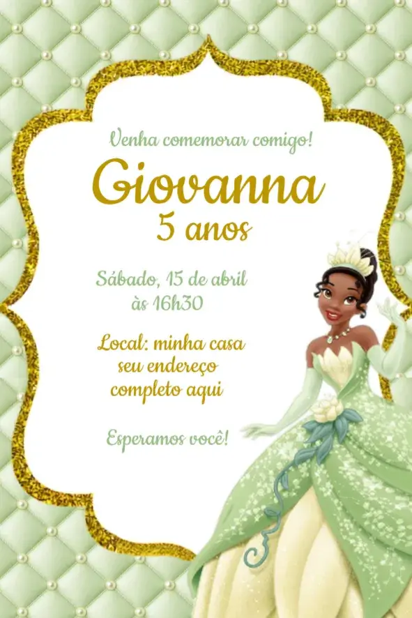 Convite Princesa Tiana