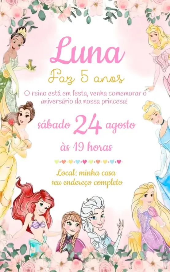 Convite Princesas Disney