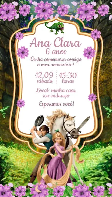 Convite Rapunzel Enrolados