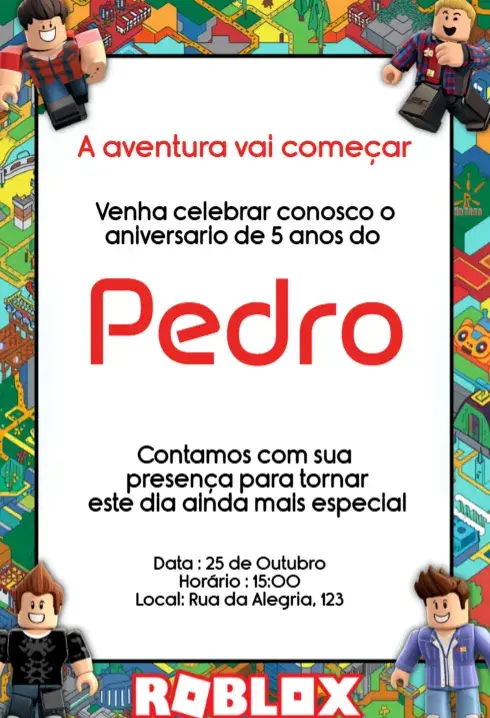 Invitación Invitación Roblox Cumpleaños Infantil Digital Editable editable y personalizable