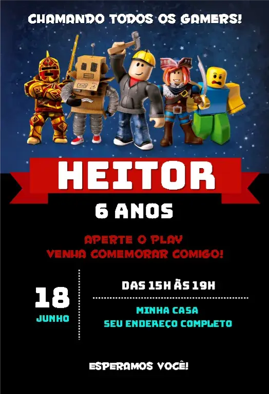 Convite Roblox Personagens