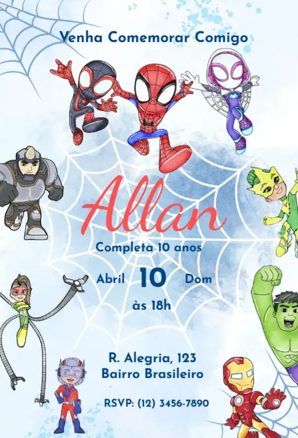 Convite Spidey and his Amazing Friends invitation