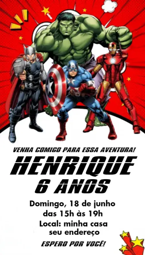 Convite Super Heróis