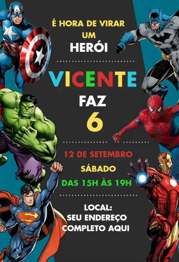 Convite Super Heróis