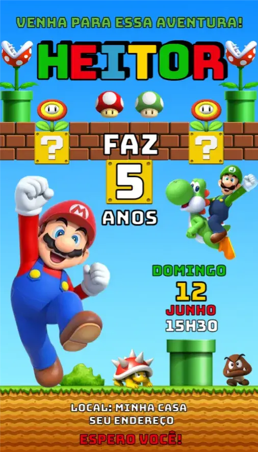 Convite Super Mario