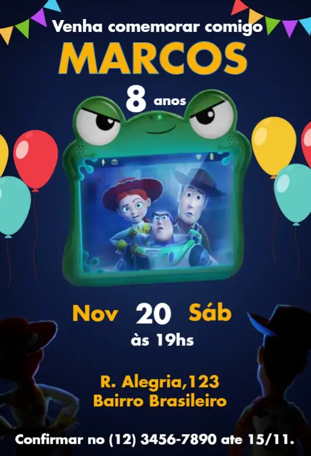 Invitation Toy Story 5 Invitation – Kids' Birthday Party theme colorful, fun, themed, childish, animated illustration