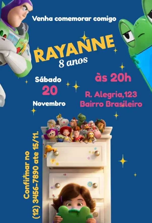 Invitation Toy Story 5 Invitation – Kids' Birthday Party theme colorful, fun, lively, childish, themed
