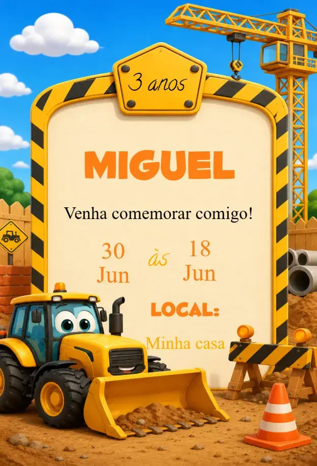 Convite Trator em construção