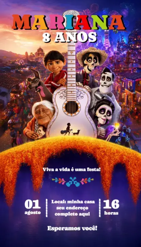 Convite Viva a Vida é uma Festa