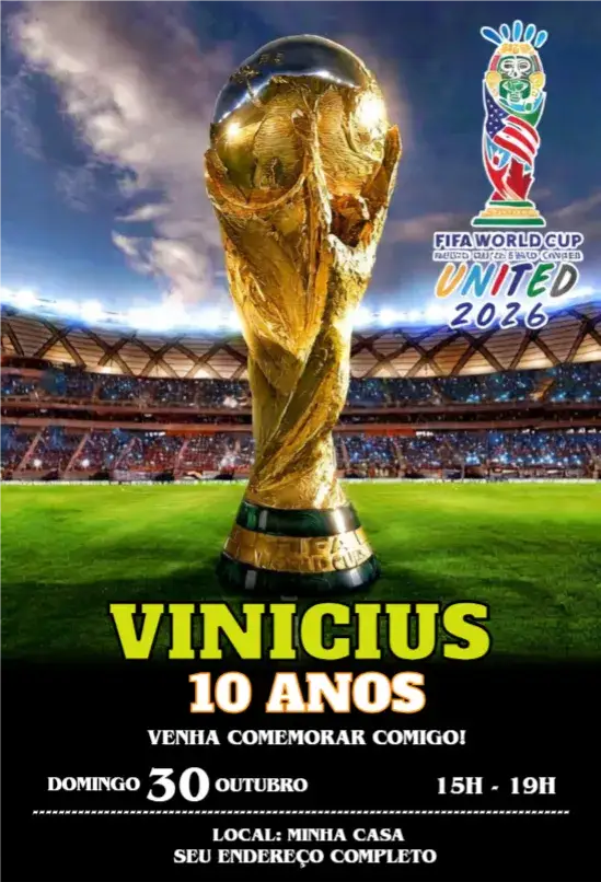 Invitation World Cup 16 – Birthday theme football, vibrant, modern, colorful, themed