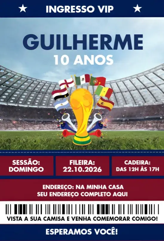 Invitation FIFA World Cup 2026 13 – Birthday theme football, vibrant, modern, colorful, themed