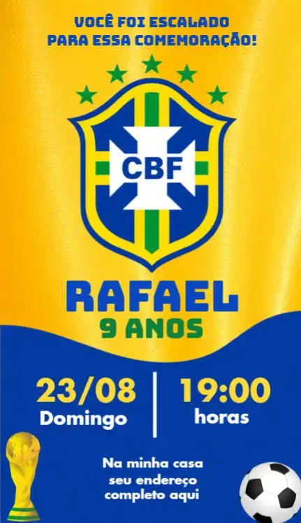 Invitation World Cup 2026 14 – Birthday theme football, Brazilian, modern, colorful, themed