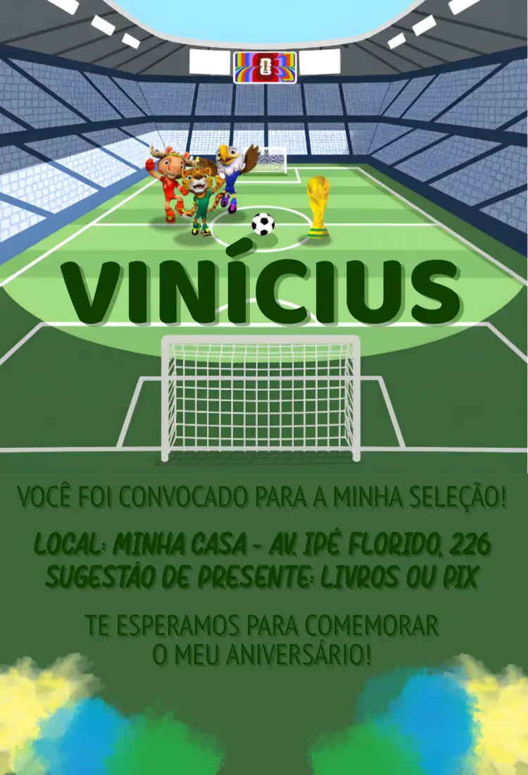 Invitación Copa del Mundo FIFA editable y personalizable