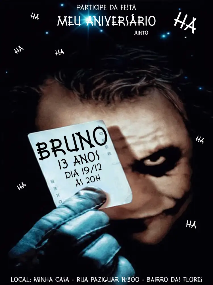 Convite Coringa Dc – tema Aniversário Infantil Coringa, Vilões, Cinema