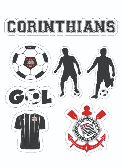 Convite Corinthians – tema Topo de bolo preto e branco, estilo esportivo, gráficos de futebol, elementos do time, design moderno, tendência digital