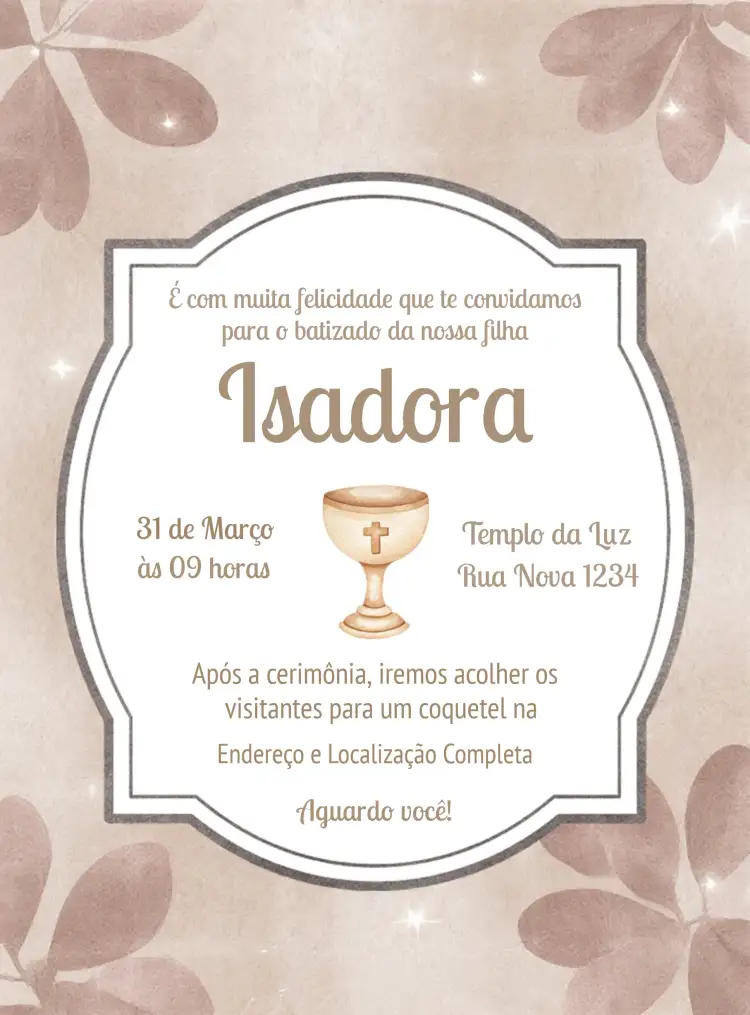 Convite Covnite De Batizado Batismo – tema Batizado aquarela, delicado, infantil, minimalista, pastel, religioso