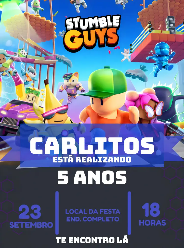 Convite Covnite Stumble Guys Infantil