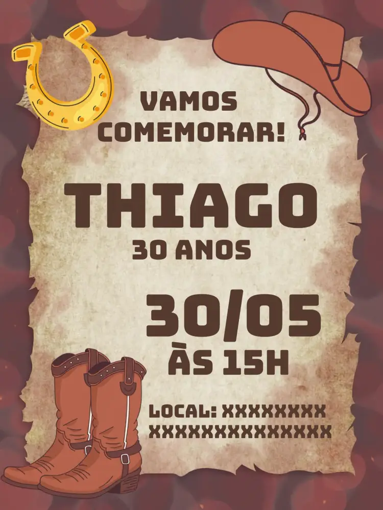 Convite Cowboy Homem