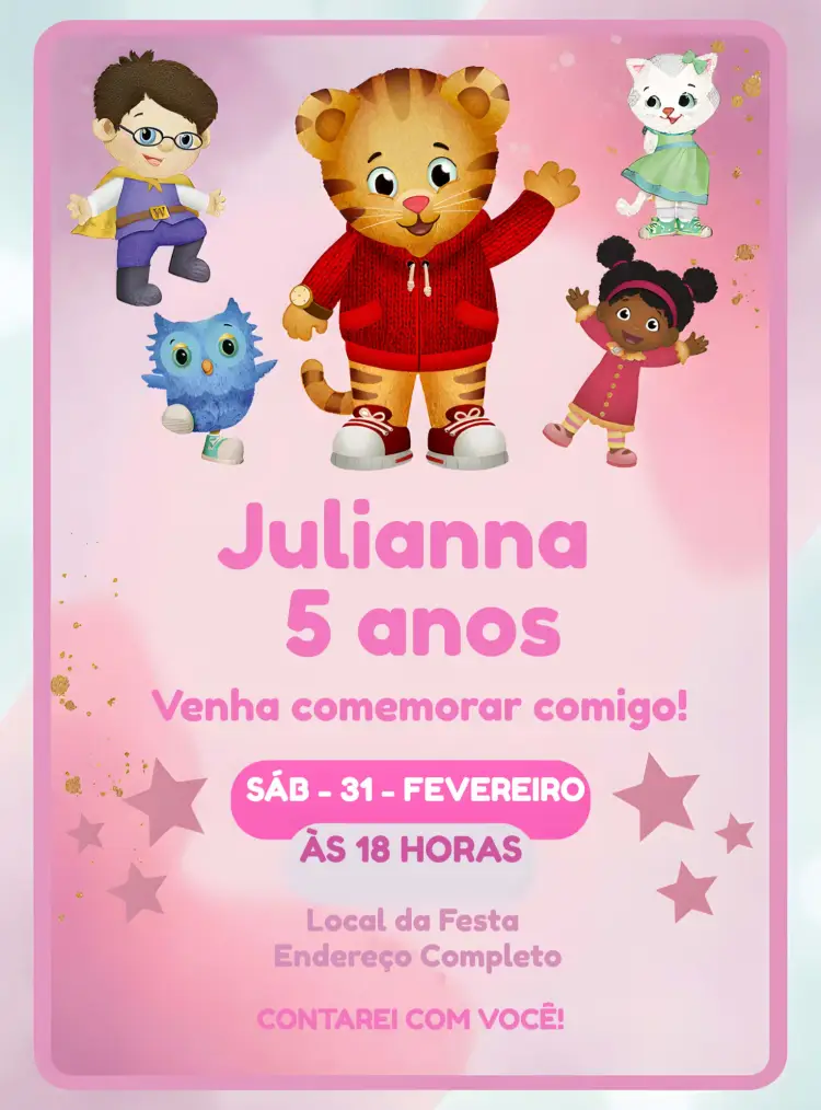 Convite Daniel O Tigre Menina