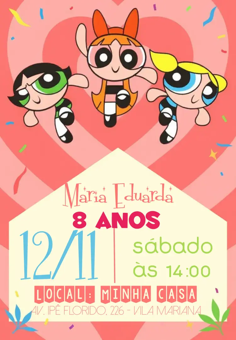 Convite Das Meninas Super Poderosas Lindinha