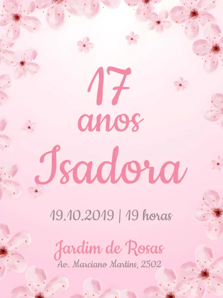 Convite De 15 Anos Clássico Com Flores No Jardim Festa – tema 15 anos floral, minimalista, delicado, elegante, moderno, romântico