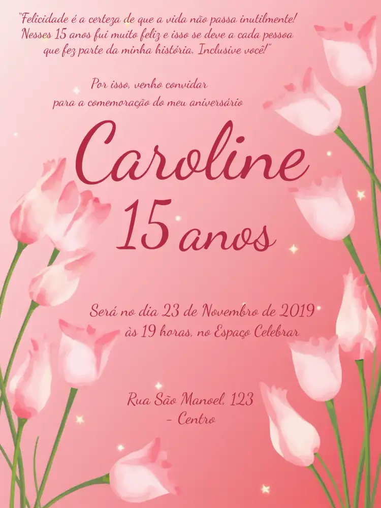 De 15 Anos Delicado E Romântico Com Tulipas Minimalista