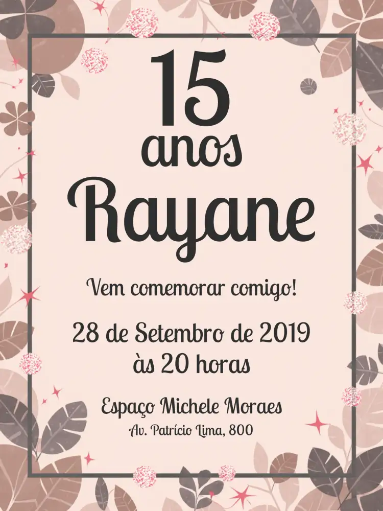 Convite De 15 Anos Elegante - Preto,branco E Rosa Bege – tema 15 anos elegante, moderno, minimalista, clássico, suave, sofisticado