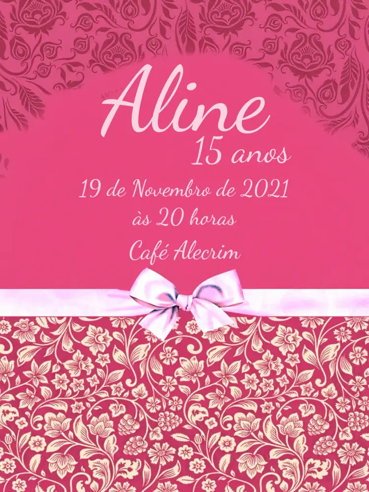 Convite De 15 Anos Elegante - Rosa E Branco Laço