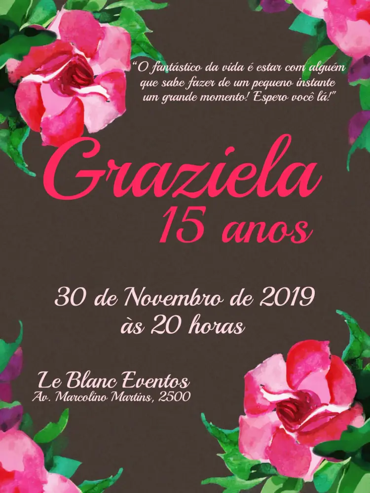 Convite De 15 Anos Floral E Marrom