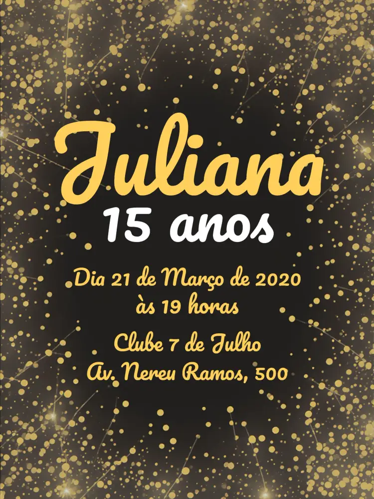 Convite De 15 Anos Luxuoso Dourado Comemoração