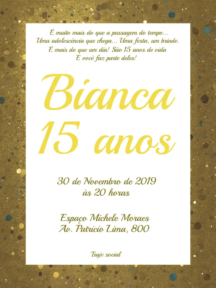 Convite De 15 Anos Luxuoso Dourado Cool
