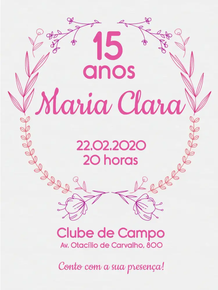 Convite De 15 Anos Minimalista No Jardim Adolescente – tema 15 anos minimalista, jardim, aquarela, flores, cores suaves