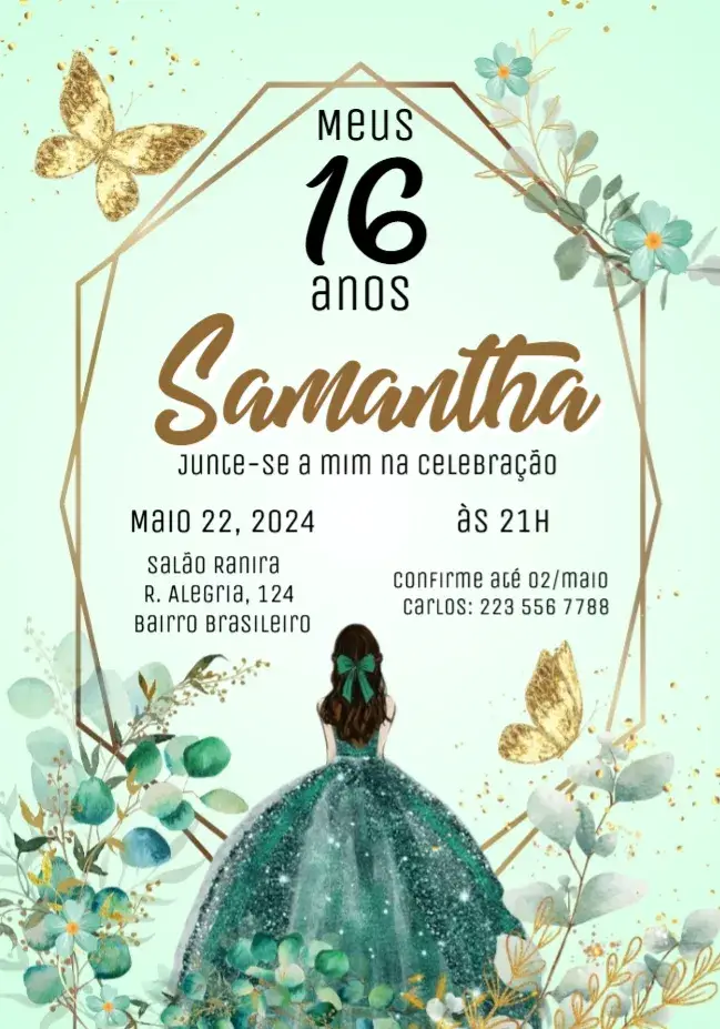 Convite De 15 Anos Princesa Quinceanera