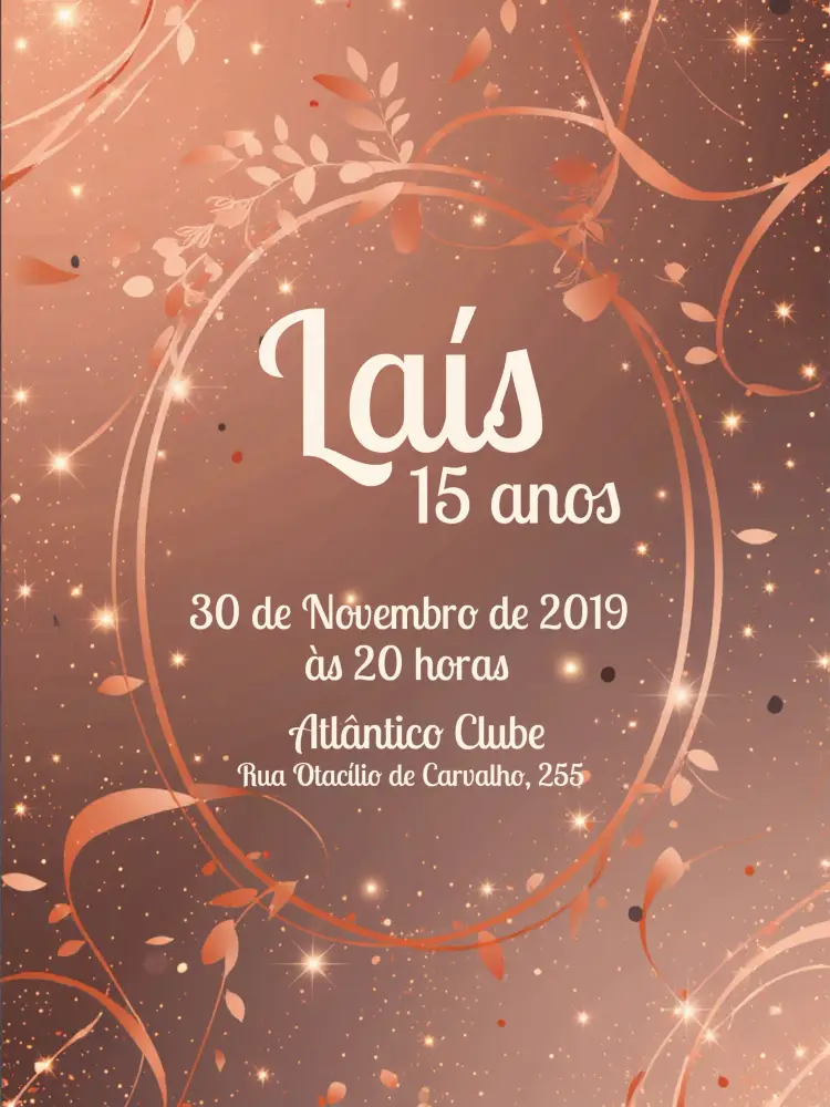 Convite De 15 Anos Rose Gold Floral - Azul E Rosa Flores