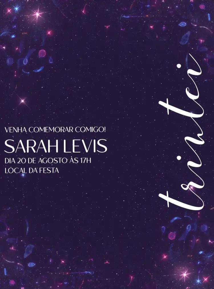 Convite De 30 Anos Trintei Roxo – tema Aniversário minimalista, moderno, roxo, branco, elegante